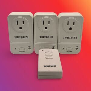 SuperSwitch Indoor Wireless Remote Control Outlet Kit 3 Receivers 1 Remote White